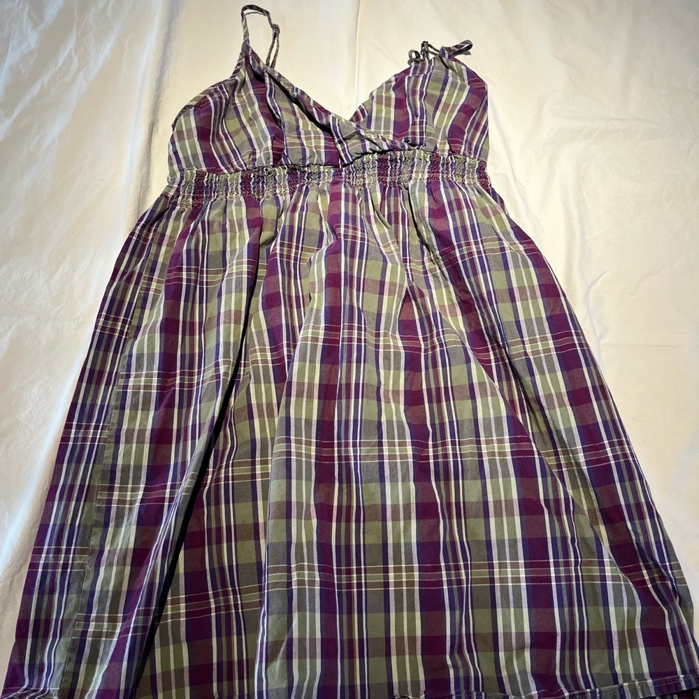 Vintage Converse All star purple and green plaid mini dress